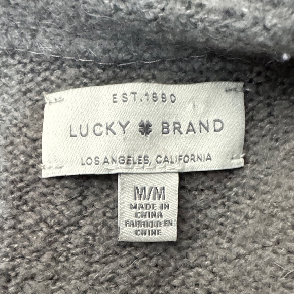 Lucky Brand Gray Cardigan with Navy and White Stripes - Picture 2 of 6